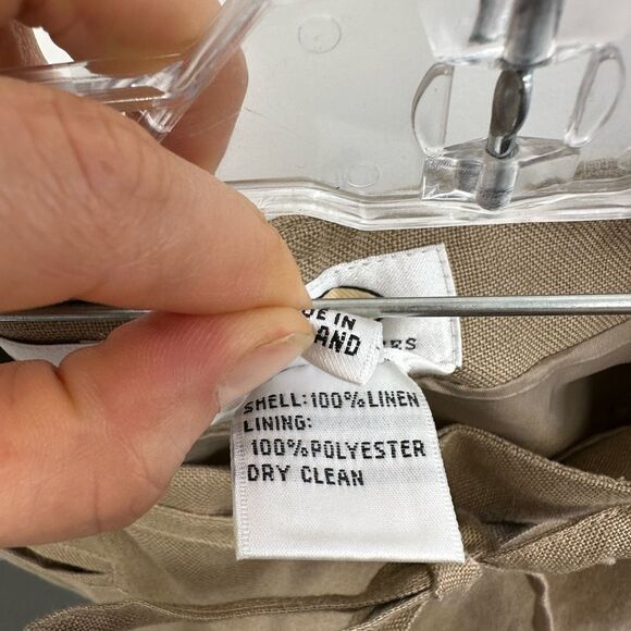 Vintage Talbots Beige Irish Linen Cropped Straight Leg Pants Size L Petite - Picture 8 of 9